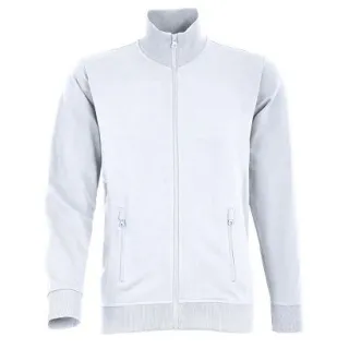 Jasnoszara bluza rozpinana z wysokim kołnierzem i dwiema kieszeniami zapinanymi na zamek. Bluza ma prosty krój z elastycznymi mankietami i dołem.