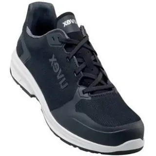 Czarne półbuty ochronne Uvex 1 Sport S1 SRC z białą podeszwą i sznurowaniem. Buty mają nowoczesny design z logo Uvex na boku i języku.