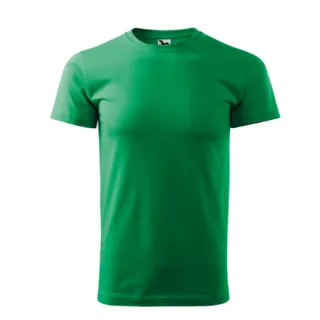 Zielony t-shirt męski o prostym kroju, wykonany z gładkiego materiału. Koszulka ma krótkie rękawy i okrągły dekolt.