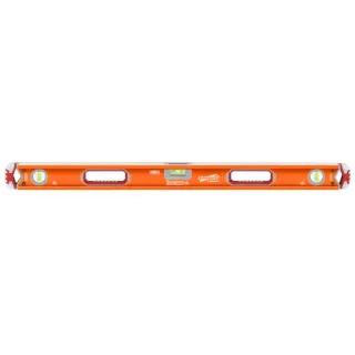 Magnetyczna poziomnica box beam o długości 91,44 cm w kolorze pomarańczowym z trzema libellami. Produkt marki Savage z widocznym logo na środku.