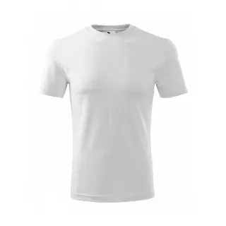 Biały, męski t-shirt o klasycznym kroju z krótkimi rękawami. Materiał wygląda na gładki i dobrze dopasowany.