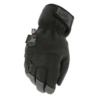 Czarne rękawice Mechanix ColdWork Wind Shell z widocznym logo na nadgarstku. Rękawice mają teksturowaną powierzchnię na dłoni i elastyczny mankiet.