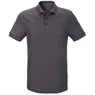 Szara koszulka polo z krótkim rękawem i kołnierzykiem zapinanym na trzy guziki. Wykonana z materiału typu piqué, prezentuje klasyczny i elegancki styl.