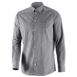 Koszula biznesowa z długim rękawem w drobną kratkę, zapinana na guziki. Wykonana z materiału typu cotton stretch, w kroju regular fit.