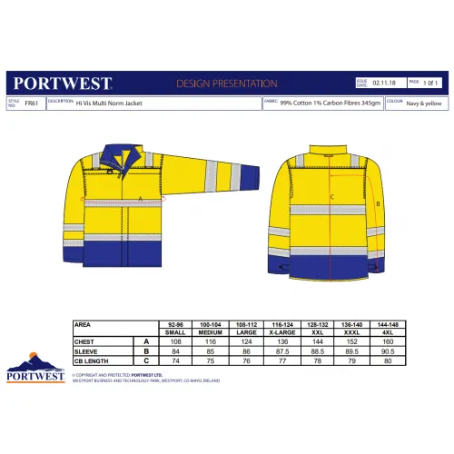 Bluza trudnopalna ostrzegawcza Multi-Norm Fr61 Portwest